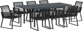 vidaXL Kert étkező szett 9 pcs Fekete polirattan