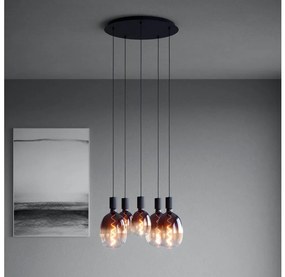 Eglo 390267 - Csillár zsinóron HUEBRO 5xE27/40W/230V fekete