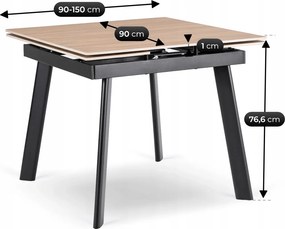Stół LARES Ceramiczny Rozkładany 90-150 cm Dąb/Czarny