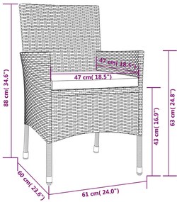 2 db fekete polyrattan kerti szék párnákkal (csak Egyesült Királyság/Írország/FI/NO)