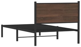 barna tölgy színű fém ágykeret matrac nélkül 100 x 190 cm