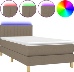 vidaXL tópszínű szövet rugós és LED-es ágy matraccal 80 x 200 cm