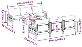 Kerti Kanapé Szett párnával 7 pcs Antracit Acél &amp; Szövet