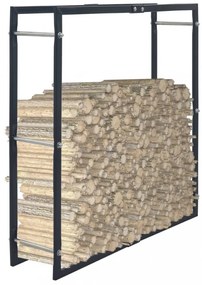 vidaXL fekete acél tűzifatároló 100 x 25 x 100 cm