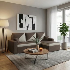 ASTRA2 Kinyitható sarokkanapé Sötétbarna/bézs