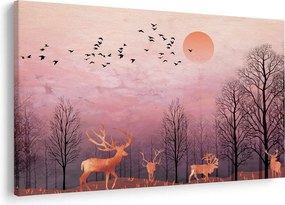 Kép - Szarvas a lenyugvó nap fényében (90x60 cm)