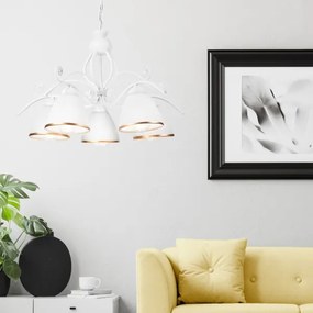 Csillár láncon RETRO II 5xE27/60W/230V fehér