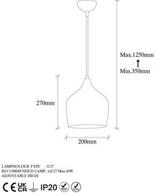 Rézszínű függőlámpa fém búrával ø 20 cm Murek – Opviq lights