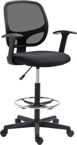 Vinsetto Magasságban Állítható Irodai Szék Kartámaszokkal, Forgó Kerekekkel és Habpárnázott Ülőrésszel, 60x56x110-132 cm, Fekete | Aosom