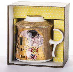 Bögre szűrővel, porcelán, többszínű, 11,5x12x9cm Klimt: A csók