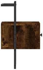 2 db füstös tölgy szerelt fa fali éjjeliszekrény 35x30x51 cm