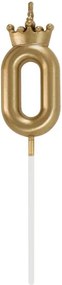 Arany Champagne Crown 0-ás számgyertya, tortagyertya 6 cm