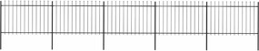 vidaXL fekete acélkerítés lándzsás tetejű szegéllyel 892,5 x 120 cm