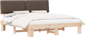 vidaXL Ágykeret Kárpitozott Fejtámlával Tópszínű 200 x 200 cm