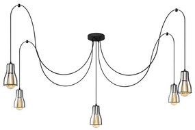 Csillár zsinóron TUBE LONG 3xE27/15W/230V fekete/króm