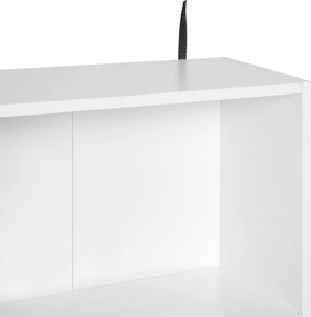 HOMCOM Skandináv Stílusú Könyvespolc Tároló Bútor 80 x 23,5 x 123 cm 5 polccal, szekrénnyel és 2 ajtóval, fenyőfa és faforgácslap fehér | Aosom