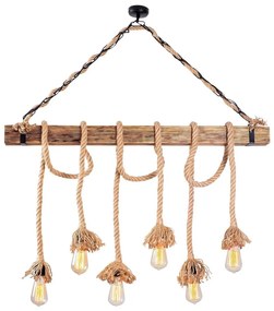 EREBOS zsinóron függő csillár, 6xE27/40W/230V, barna