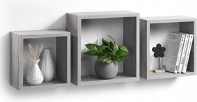 Akasztós Polc Dekoratív Kocka Szürke Dísz 3 Db 30X30X11,8 CM