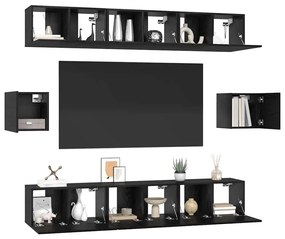 TV szekrény garnitúra 8 pcs Musta tammi 60 x 30 x 30 cm Faanyag