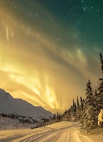 Poszter 13x18cm Északi fény Télen