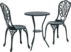vidaXL Kert Bistro Készlet 3 pcs Zöld Alumínium