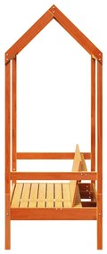 viaszbarna tömör fenyőfa pad tetővel 117,5 x 70 x 176,5 cm