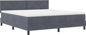 vidaXL LED Box Spring Ágy matracmal Sötétszürke 180 x 200 cm Bársony