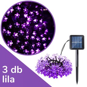 3 db Napelemes cseresznyevirág fényfüzér csomag &#8211; Lila