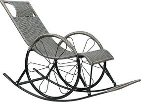 Hintaszék, rattan/fém, szürke, ROKIN