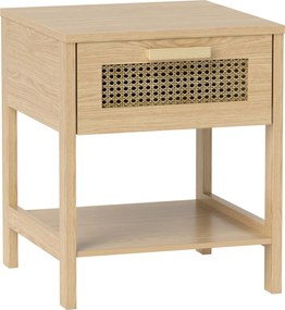 HOMCOM Éjjeli Szekrény Fiókos Asztal, Ráccsal Tervezett Kisasztal Hálószobába és nappaliba, Természetes 40 cm x 40 cm x 48.5 cm | Aosom