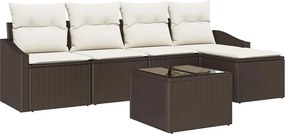 vidaXL Kanapé Szett párnával 6 pcs Barna polirattan