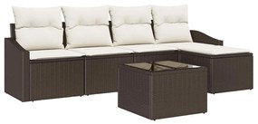 vidaXL Kanapé Szett párnával 6 pcs Barna polirattan