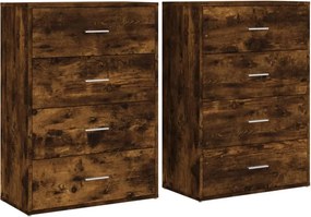 vidaXL 2 db füstös tölgy színű szerelt fa tálalószekrény 60x31x84 cm