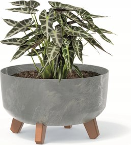 Kerek virágtartó 29cm alacsony beton lábak szürke