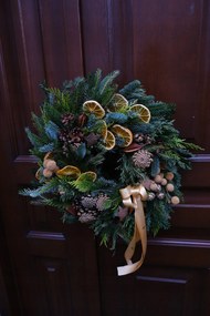 Nobilis Természetes Fenyőből Készült Adventi Koszorú, koszorú 30cm , Karácsony