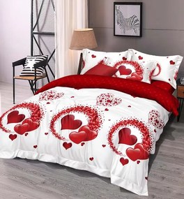 3 részes lepedők Polycotton Fehér Szívek 200x140cm+90x70cm TiaHome