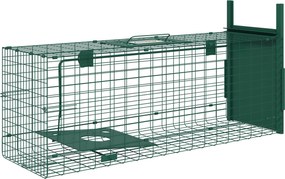 Outsunny Élőállat-csapda Acél 1 Bejárattal Patkányok és Egerek számára dim. 80L x 25W x 30H cm sötét zöld | Aosom