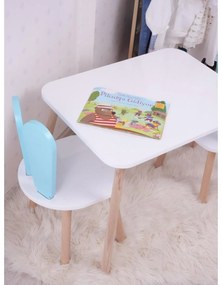 Gyerekasztal székekkel Bunny One Chair Set - Baby Blue, White