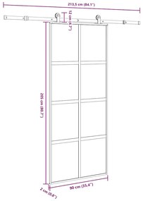 tolóajtó vasalattal 90x205 cm edzett üveg és alumínium szett