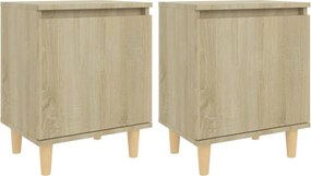 vidaXL 2 db tölgyszínű éjjeliszekrény tömör fa lábakkal 40x30x50 cm