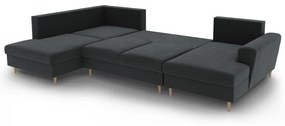 Sötétszürke bársony kinyitható tárolóhelyes sarokkanapé (bal oldali-U alakú) Kyoto – Cosmopolitan Design