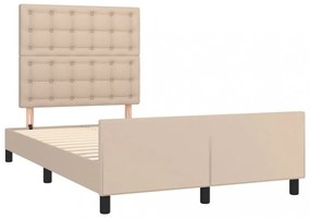 cappuccino színű műbőr ágykeret fejtámlával 120x200 cm