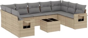 vidaXL 10 részes bézs polyrattan kerti ülőgarnitúra párnával