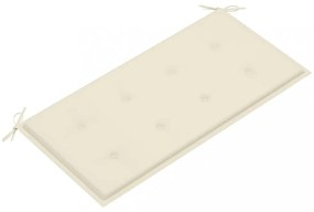 tömör tíkfa kerti pad krémszínű párnával 112 cm