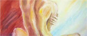 Pihenő nő képe, olajfestmény (120x50 cm)