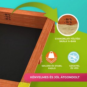 SUNNY verandás homokozó, 130x130x143cm, barna/zöld Jurhan