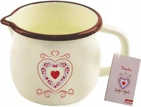 Zománcozott konyhai bögre fazék bögre fogantyúval 12cm Szív