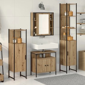 Fürdőszobai Szekrény Szett polcokkal 4 pcs kézműves tölgy