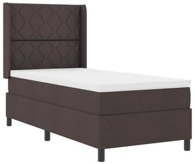 Boxspring Ágy Matrac és LED világítással Sötétbarna 90x200 cm Szövet