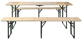 összecsukható fenyőfa sörasztal 2 sörpaddal 220 cm